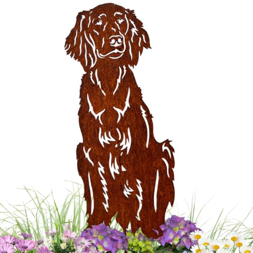 Terma Stahldesign Gartenstecker Edelrost Hund Irish Setter, Handmade Germany, tolle gartendeko aus Rost-Metall, deko rostoptik, Rostfiguren Tiere, rostfiguren Garten, Rostdeko