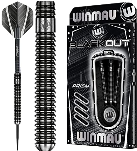 WINMAU Blackout 21 Gramm Profi Stahlspitze Wolfram Dartpfeile mit Flüge und Stiele (Wellen)