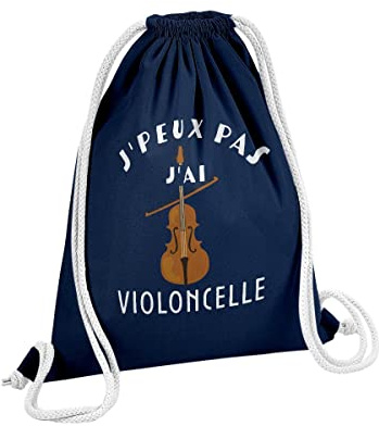 Fabulous Sac de Gym en Coton Bleu J'Peux Pas J'ai Violoncelle Orchestre Musique Classique 12 Litres