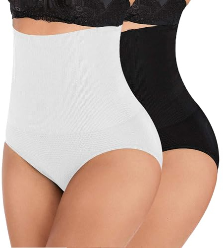 2 Bragas Fajas Reductoras Abdomen sin Costura para Mujer, Lencería Braguita Moldeadora de Cintura Alta para Postparto Adelgazante, Transpirable y Cómodo, Control Barriga Vientre para Body Shaper 3608