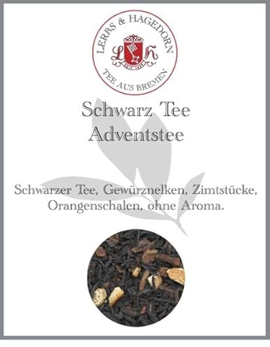 Lerbs & Hagedorn, Schwarz Tee Adventstee | 250g (Ca. 20 Liter) Gewürznelken, Zimtstücke, Orangenschalen
