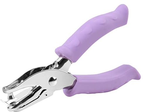Xzeemo Perforatore 1 Foro 6mm, Perforazione Carta Capacità 8 Fogli, Perforatore a Foro Singolo, Perforatore a Pinza per Carta, Foratrice per Carta per Fai da Te Ufficio Scuola (Viola)