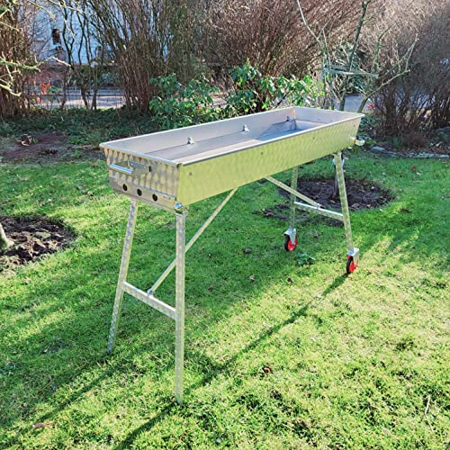 Edelstahgrill 100x30cm mit Ascheschubladen und Rollen Mangal Adana Grill Holzkohlegrill Schaschlikgrill (Ohne Ablagen, ohne Deckel)