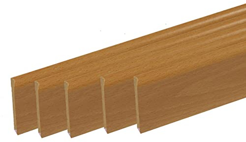 Lot de 5 plinthes Bord Arrondi médium (MDF) Revêtues hêtre 2200 x 68 x 10 mm PEFC 70%