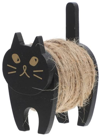 Ciieeo Creative Cat Design Cord Keeper, Embroidery Floss Bobbins Storage Holder, Wooden Desktop Cable Holder for Desk Decor, Compact Lightweight Organiser,