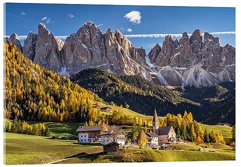 Posterlounge Villnösstal Südtirol Dolomiten Acrylglasbild von Achim Thomae 60 x 40 cm Wandbilder Wanddeko