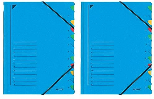 Leitz 39120335 Ordnungsmappe (A4, 12 Fächer) blau (Packung mit 2)