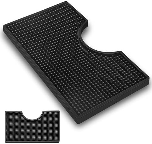 Esatto Beer Drip Tray, Non-Slip Rubber Kegerator Surface Mount Drip Tray Mat, Beverage Bar Drip Tray with Draft Beer Tower Spill Mat Flange Cutout Beer Coffee Service Mat Counter Top Drip Tray - (1)