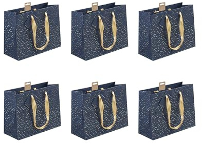 Clairefontaine 212897Cpack - Packung 5 Geschenktasche / Tüte Premium, Format Shopping (32x13x24,5cm), Kollektion Blaue Nacht, 170g, Blau, ideal für voluminöse Geschenke, 1 Pack