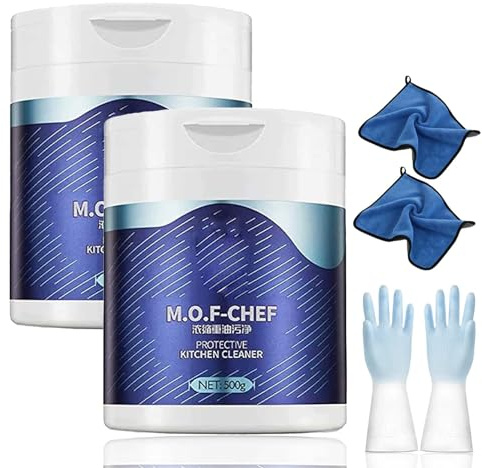 M.O.F-CHEF - Limpiador en polvo, limpiador de cocina Moh Chef, potente polvo de limpieza multiusos, potente removedor de óxido de espuma, polvo de limpieza multiusos para cocina, limpiador de grasa de