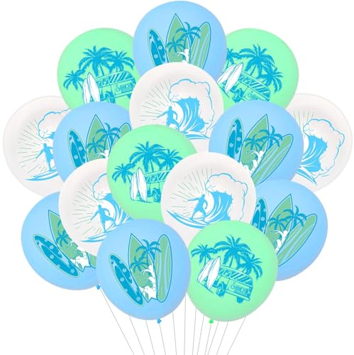 Wonmelody Décorations de fête d'anniversaire Surf Ballon de surf The Big One Décorations de fête d'anniversaire d'été hawaïenne Plage de surf Ballons de fête sportive pour le surf, fête prénatale, 1er