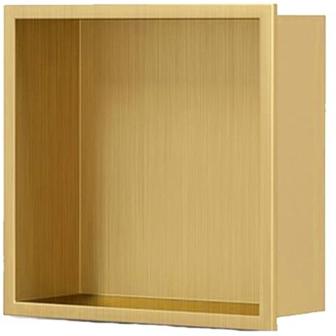 Aeovot Shower Niche 304 Stainless Steel Recessed, Hotel Bathroom Wall Insert Organiser Rack Home Storage Built - In Wall Cabinet (Color : Gold, Size : 320x320x125mm)