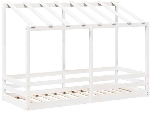 vidaXL Barnsäng med tak vit 75x190 cm massiv furu