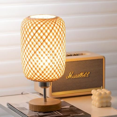 Kreative handgefertigte Tischlampe aus Bambus, Tischlampe mit Lampenschirm aus Bambus im japanischen Stil, Nachttischbeleuchtung, dekorative Tischlampe, Nachtlicht für Schlafzimmer, Wohnzimmer