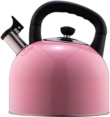 CAFIEDR Teapot for Stovetop Hot Pot Water Boiler Teapot for Stovetop Instant Hot Pot Tea Kettle Water Heater Stainless Steel Kettle Whistle Kettle 5L Tea Kettles (Pink 5L)
