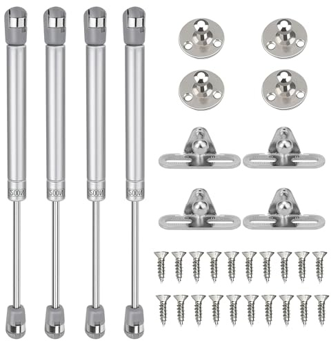 4 Stück 200N/20kg Gasdruckfeder Klappenbeschlag Gasdruckdämpfer Silber Hydraulische Gasdruckfeder für Klappen Schranktür Stoßdämpfer Küchenschrank Soft Close Klappenfeder