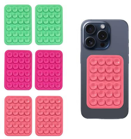 Pack 6 | Soporte movil Ventosa | Ventosas movil Sticky Phone | Adhesivo ultraresistente | Sticky Phone Case | Accesorios movil | Soporte movil Pegatina