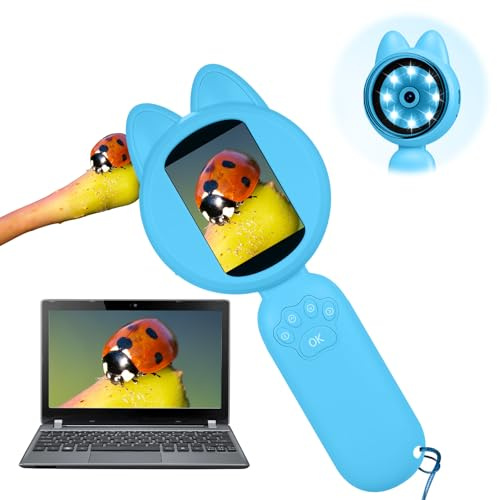 YATOSEEN Microscopio per Bambini - Mini Microscopio Digitale Portatile per Bambini, Schermo LCD da 2 Pollici con 8 Luci a LED, Giocattoli di Apprendimento e Istruzione per Bambini dai 3 ai 12 Anni