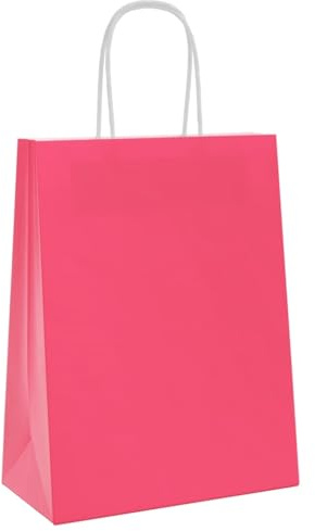 vidaXL Papiertragetaschen 250 Stk., Papiertüten mit Henkeln, Kraftpapiertüten, Geschenktüten für Einkaufen Hochzeiten Verpackungen Partys Geburtstag Weihnachten, Rosa 21x11x28cm