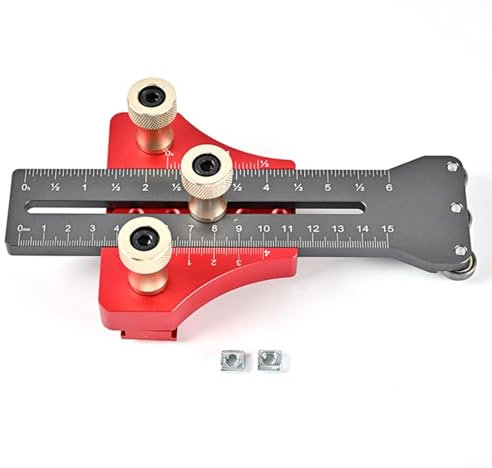Puupaa Sega da tavolo regolabile, sottile, guida di precisione, con cuscinetto a rulli di sicurezza, per la lavorazione del legno, seghe a nastro, router, 38 x 34 cm, scanalatura a T (rosso)