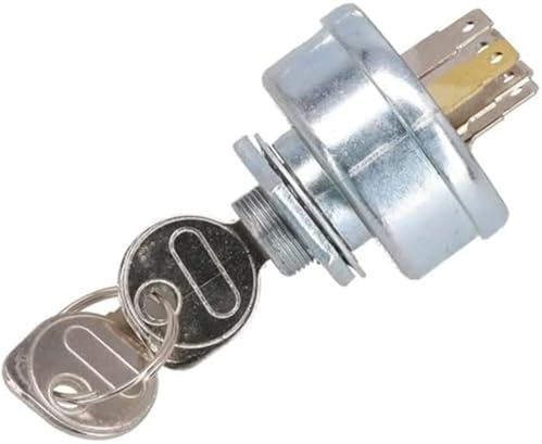 DEMULAX Serrure d'allumage à 5 broches, clé de contact démarrage for tracteurs gazon, compatible avec presque tous les tondeuses interrupteur à clé de contact du tracteur