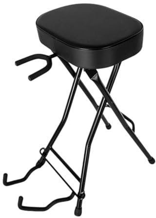 MagiDeal Gitarrenhocker Sitzhocker Gitarrenstuhl Klappbar Stabil mit Fußstütze Stuhl mit Halterung für Bass Akustik