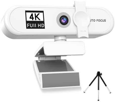 KIXZSAZ Desktop Computer Webcam USB Conferenza Online Conferenza PC Camera Sostituzione Videocamera Web Cam Esterna Videochiamata, bianco, 4K