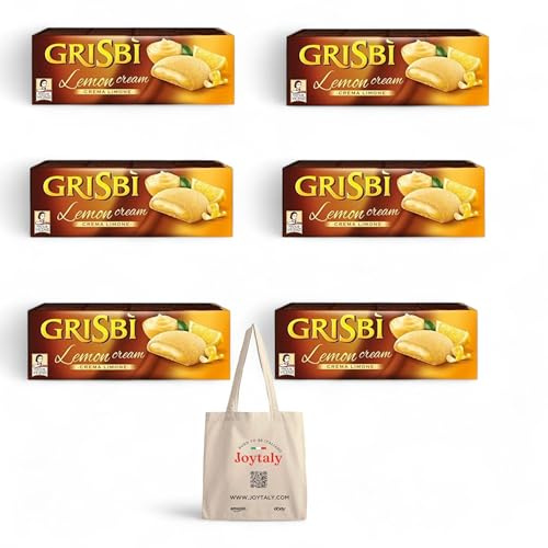 Vicenzi Grisbi Limone da 150 g, 6 barrette per biscotti, crema al limone, limone + borsa JOYTALY SHOPPING BAG