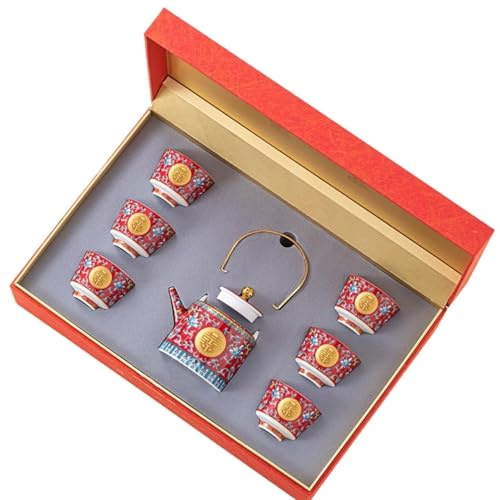 dvegGEE Juego de té de Porcelana, Juego de Regalo de té Chino, Juego de té de Boda de Porcelana, Juego de té Kungfu