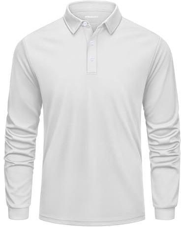Cavva Poloshirt Herren Langarm Golf Polo Schnelltrocknend Tennis Shirt | Polyester,Sport,Langarm,Regular Fit,Atmungsaktives,Golf,Leichte,Mit knopfleiste,Freizeit,Funktions,Button down,Tennis