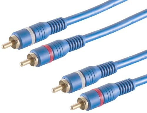 1aTTack.de 1 câble RCA avec câble distant, 2 fiches RCA vers 2 fiches RCA mâles - Câble de connexion audio - Contacts plaqués or - Connecteurs moulés pour amplificateur HiFi de voiture