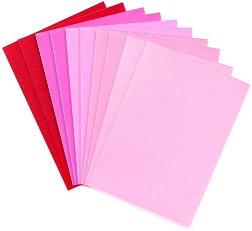 10 Stück Bastelfilz Rote Rosa Serie, Filzstoff A4 20x30cm, 1 mm dick Filz Blätter zum Basteln, Große Vliesstoff Stoff Filzplatten, Polyester Felt Fabric für DIY Handwerk, Nähen, Bastelprojekte, Deko