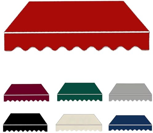 Wasserdichter Ersatzstoff für Terrassenmarkisen, 200 cm - 500 cm, Sonnenschutzmaterial für Garten & Balkonschirme, Rot, 250 x 340 cm, Überdachung für den Außenbereich