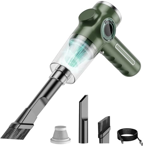 LUCKDANO Aspiradora Portátil para el Hogar y el Automóvil - Aspiradora de Mano Recargable Inalámbrica con Fuerte Potencia de Succión y Pantalla de Batería Digital para una Limpieza sin Esfuerzo en