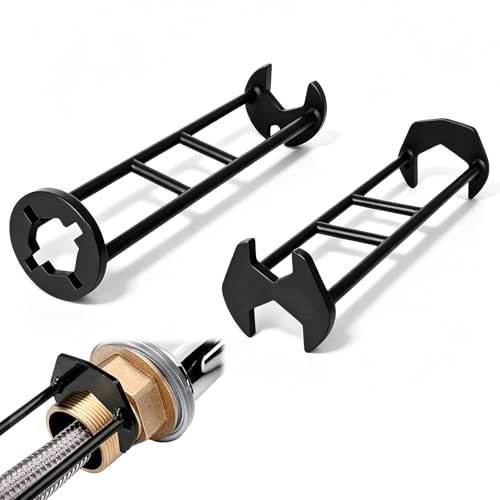 2 Pcs Multi Functional Basin Wrench, 7 Sizes Multifunctional Sink Wrench | Basin Wrench for Tight Space, Universal Four Claw Hex Wrench Design for Under Basin Kitchen Bathroom(Black)