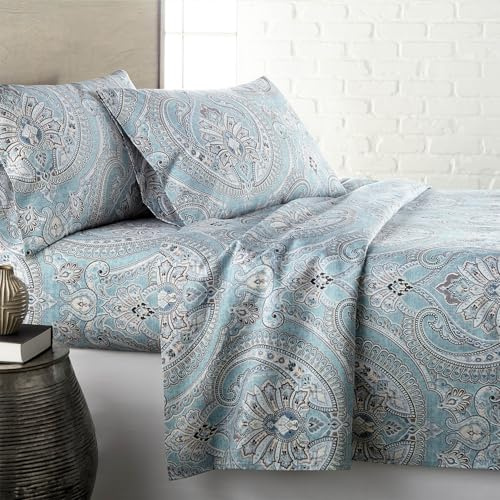 Southshore Fine Living, Inc. Pure Melody Collection, 4-Piece Premium Bedding, 15 Inch Queen Microfiber Sheet Set, Microfiber Queen Sheets and Pillow Cases, Fitted and Flat Sheet Set, Aqua Sheets