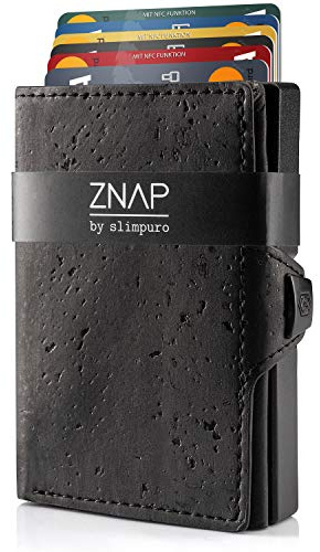 ZNAP® Slim Wallet Kreditkartenetui Geldbörse Herren Kartenhalter Geldbeutel Kartenetui Geldbeutel Herren Portemonnaie mit RFID Schutz | 12 Karten | Tiefschwarz