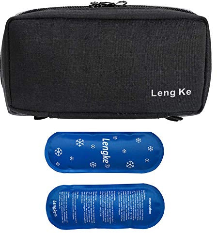 OneGenug Borsa da viaggio insulina portatile, Custodia protettiva per assistenza medica Borsa medica dell'organizzatore per il diabetico (Nero + 2 Impacchi Di Ghiaccio)