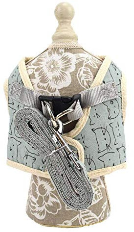 GUOCU Katzengeschirr Ausbruchsicher Geschirr Katze Kleine Verstellbar Katzengarnitur Welpengeschirr Geschirr für Katzen Kitten kleine Hunde Chihuahua Cat Harness,Grau Grün,XL