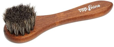 TOPSHINE Professional Horsehair Shoe Brush – Premium Leather Shoe Brush for Cleaning, Polishing & Buffing - Shoe Shine Brush with Soft Natural Horsehair Bristles
