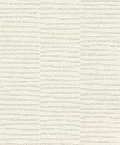 Rasch Tapete 542011 - Helle Vliestapete mit Streifen und Glitzer in Cremeweiß und Silber