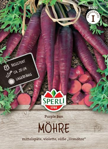 Sperli Möhrensamen Purple Sun, F1 81702 - resistente Sorte - mittelspät - violett - ca. 20cm - lagerfähig - Samen Gemüse, Saatgut, Gemüse Pflanzen, Karotten