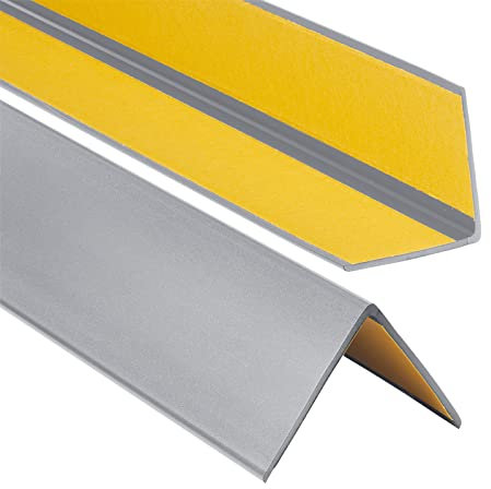 ProfiPVC Cornière PVC 50x50 mm 110cm - Baguette d’angle de protection, profilé d'angle caoutchouc autoadhésif - Protection d'angles et rebords, flexible, facile à installer, Argenté
