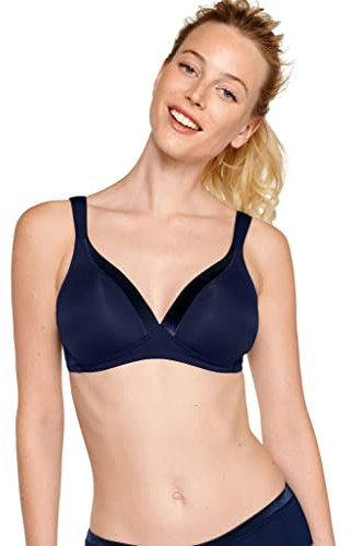 Naturana BH Damen ohne Bügel Cup A-D 100% Angenehm Dank extra Softer Schalen I BH ohne Bügel mit nahtlosen Cups - Ideal unter Blusen & T-Shirts Damen BH für maximalen Halt 90 Navy A