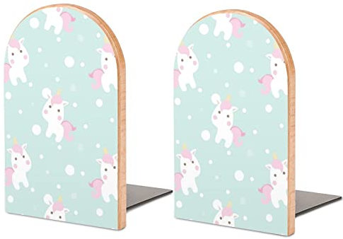Packung Mit 2 Buchstützen Rosa Süßes Pferd Rutschfester Bücherständer Aus Holz Bücherregal Bücherhalter Für Home Desk Office Library