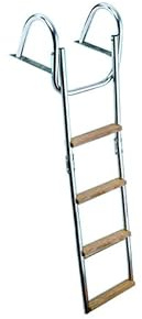 Scala Scaletta in Acciaio Inox 4 Gradini in Legno Teak per Barca Gommone 96 cm