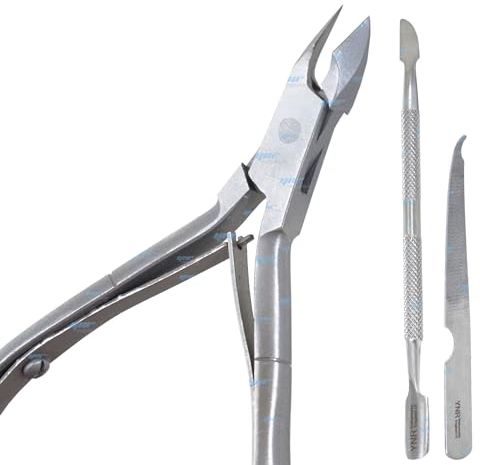 YNR Spingi cuticole e pinza per cuticole duo, con lima per unghie, set 3 in 1 per manicure e pedicure per la rimozione dello smalto gel, strumento professionale in acciaio inossidabile, strumento per