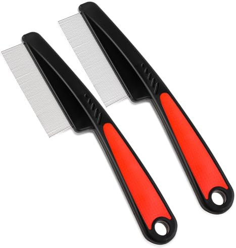 Qianyu 2 Pieces Stainless Steel Dandruff Fine Tooth Comb High Strength Wide Teeth Hair Combs Professional Hair Grooming Combs Multifunctional Scalp Care Tool Suitable for Kids and Adults