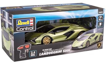 Revell Control I RC Scale Car Lamborghini Sián I Maßstab 1:24 I 2.4 GHz Fernsteuerung I LED-Frontbeleuchtung I Geschwindigkeit 10 km/h I Länge 205 mm I Ab 8 Jahren