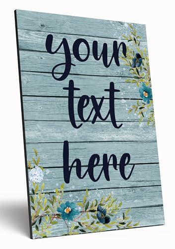 The Plum Penguin Personalised A4 Custom Print Wooden Wall Art Hanging Sign Add Your Own Text Words Floral Boho Style